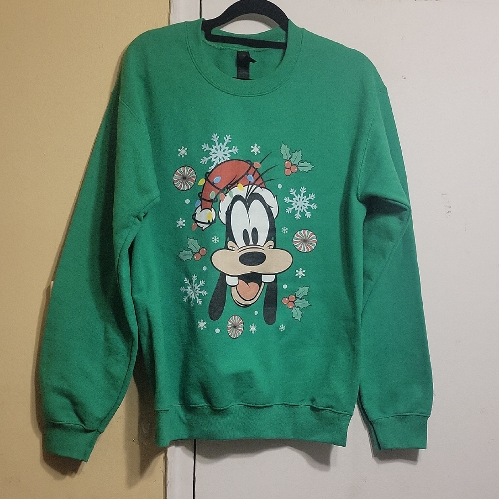 Gildan Heavy Blend Green Graphic Goofy Christmas Sweatshirt Size S P CH